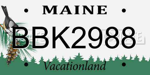 BBK2988 Maine License Plate