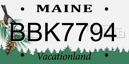 BBK7794 Maine License Plate