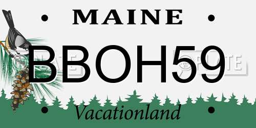 BBOH59 Maine License Plate