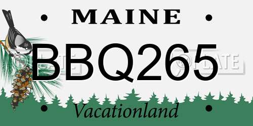 BBQ265 Maine License Plate