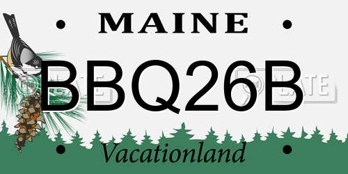 BBQ26B Maine License Plate