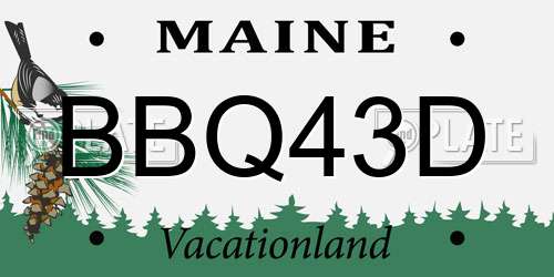 BBQ43D Maine License Plate