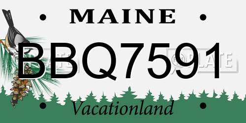 BBQ7591 Maine License Plate