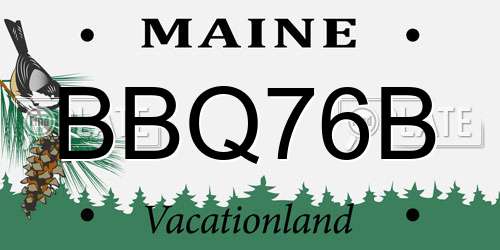 BBQ76B Maine License Plate