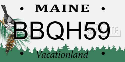 BBQH59 Maine License Plate