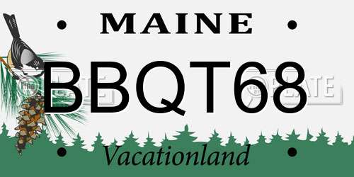 BBQT68 Maine License Plate