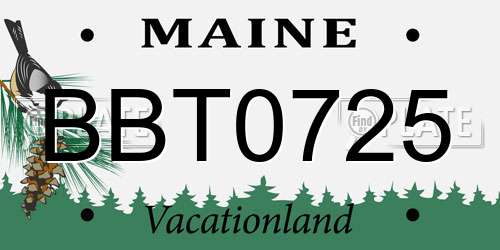BBT0725 Maine License Plate