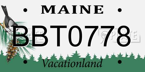 BBT0778 Maine License Plate