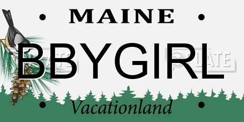BBYGIRL Maine License Plate
