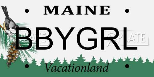 BBYGRL Maine License Plate