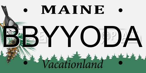 BBYYODA Maine License Plate