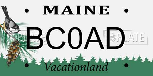BC0AD Maine License Plate