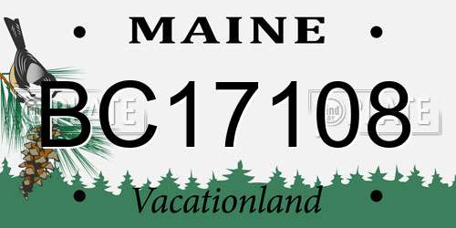 BC17108 Maine License Plate