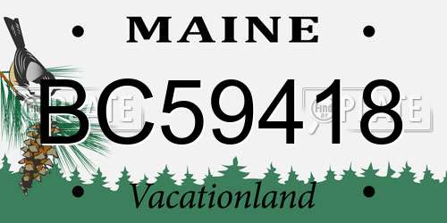 BC59418 Maine License Plate