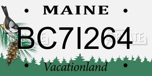 BC7I264 Maine License Plate