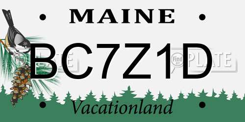 BC7Z1D Maine License Plate