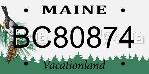 BC80874 Maine License Plate