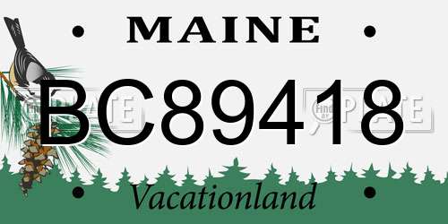 BC89418 Maine License Plate