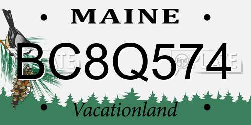 BC8Q574 Maine License Plate