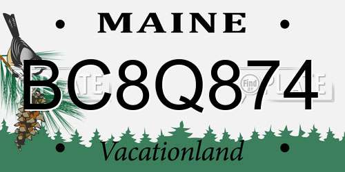BC8Q874 Maine License Plate