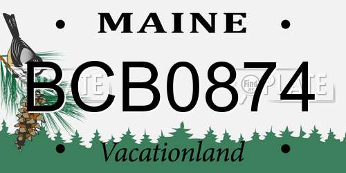 BCB0874 Maine License Plate