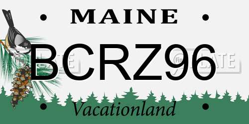 BCRZ96 Maine License Plate