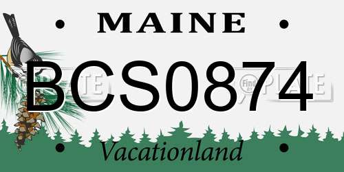 BCS0874 Maine License Plate