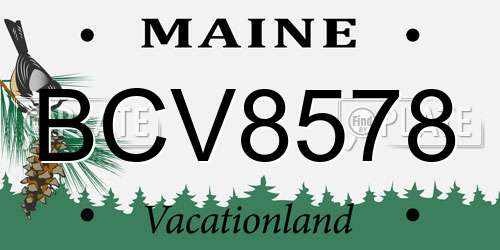 BCV8578 Maine License Plate