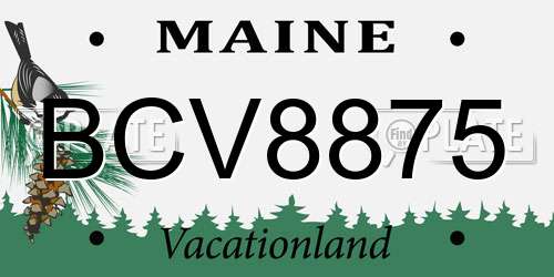 BCV8875 Maine License Plate