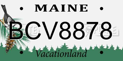 BCV8878 Maine License Plate