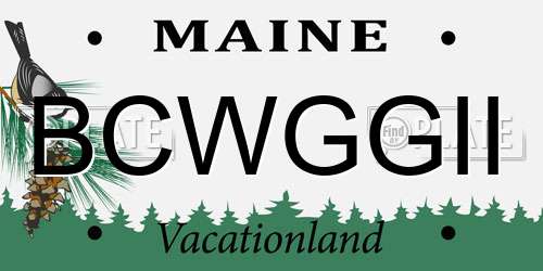 BCWGGII Maine License Plate