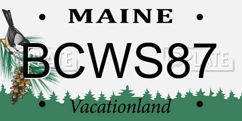 BCWS87 Maine License Plate