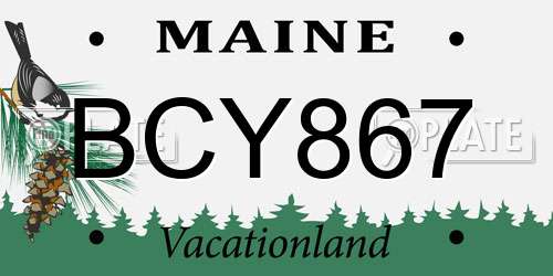 BCY867 Maine License Plate