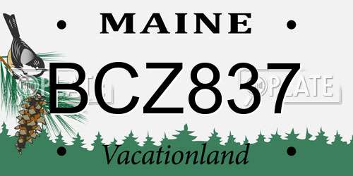 BCZ837 Maine License Plate