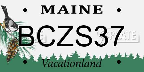 BCZS37 Maine License Plate
