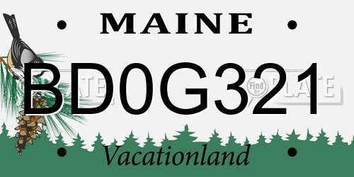 BD0G321 Maine License Plate
