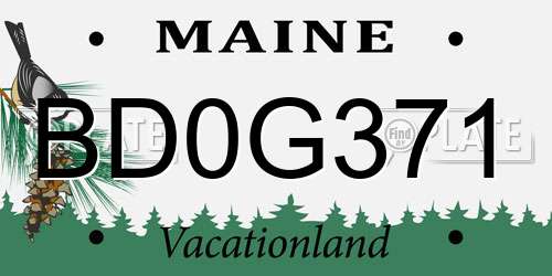 BD0G371 Maine License Plate