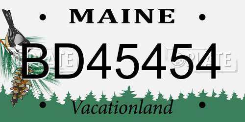 BD45454 Maine License Plate