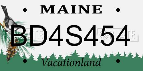 BD4S454 Maine License Plate