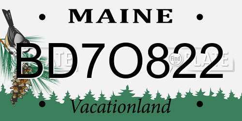 BD7O822 Maine License Plate
