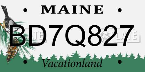 BD7Q827 Maine License Plate