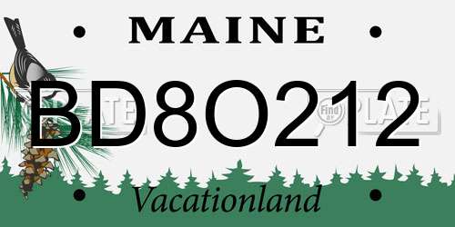 BD8O212 Maine License Plate