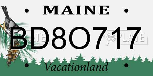 BD8O717 Maine License Plate