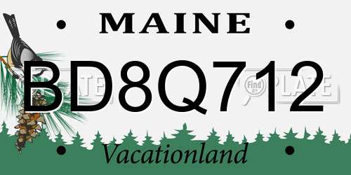 BD8Q712 Maine License Plate