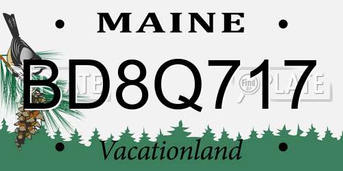 BD8Q717 Maine License Plate