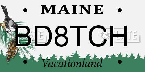 BD8TCH Maine License Plate