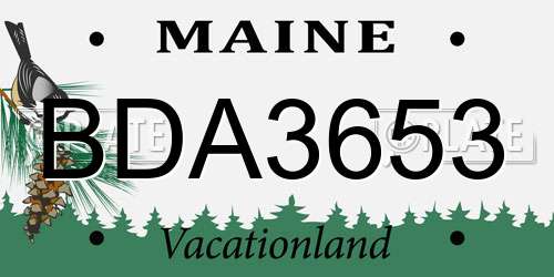 BDA3653 Maine License Plate