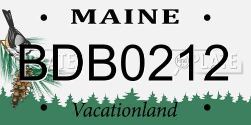 BDB0212 Maine License Plate