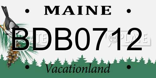 BDB0712 Maine License Plate