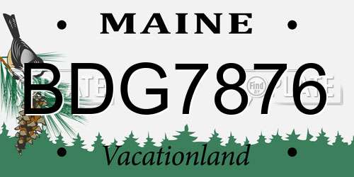 BDG7876 Maine License Plate